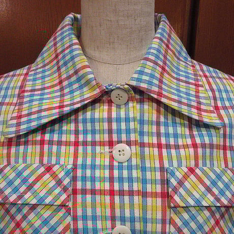ビンテージ70's●emily mレディースチェックジャケット&バギーパンツツーピースsize 13/14●221204i3-w-stup 1970sセットアップレトロ