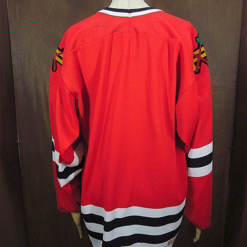 ビンテージ80's90's○CCM Chicago Blackhawksホッケーシャツ赤siz ビンテージ80's90's○CCM Chicago Blackhawksホッケーシャツ赤siz