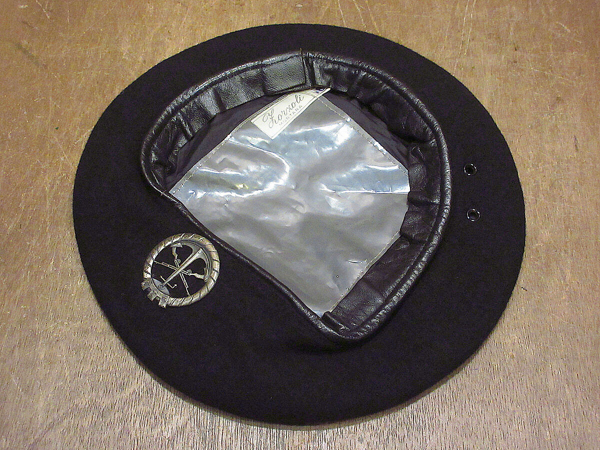 80s イタリア海軍ブラックベレー帽 58cm ウール コカルデ付