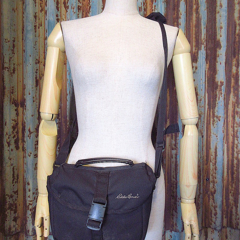 ビンテージ90's○Eddie Bauerナイロンショルダーバッグ黒○250528k7-bag