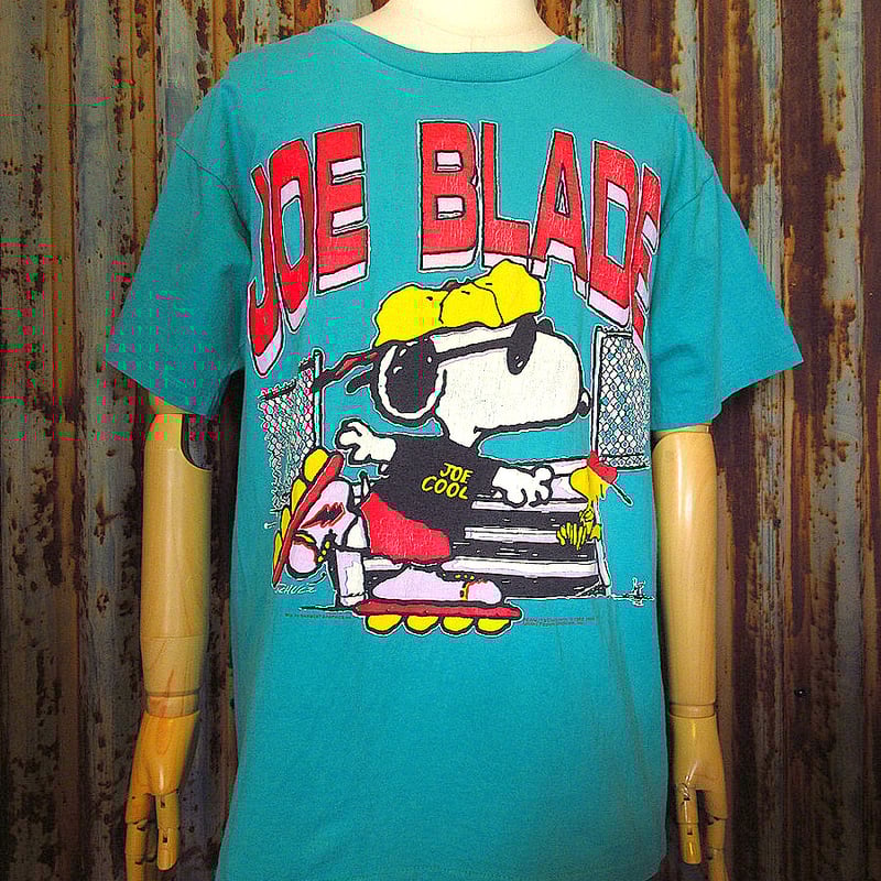 USA製 90s スヌーピーボーダーTシャツ ピーナッツグリーンキャラクター古着 90s USA製 Snoopy スヌーピー 両面 キャラクター Tシャツ 古着