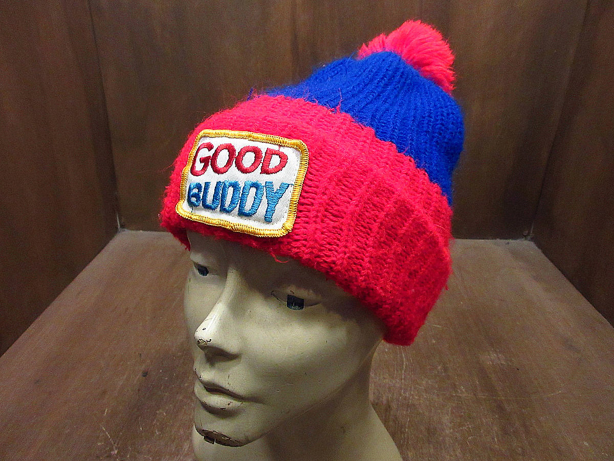 ビンテージ80's○GOOD BUDDYツートンニット帽赤×青○231127i3-m-cp-k