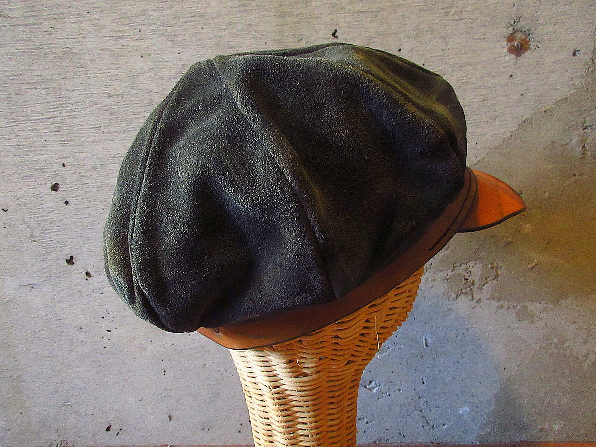 60’s 70’s スエードレザーキャスケット サイケデリックデザイン 58cm 60's 70's スエードレザーキャスケット サイケデリックデザイン