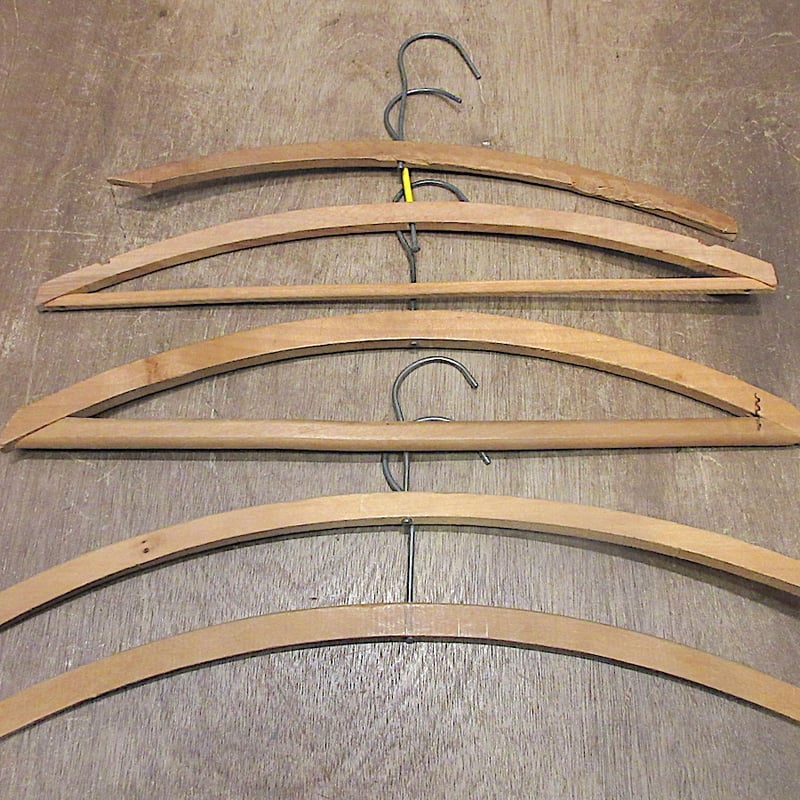 ビンテージ○ウッドハンガー5本セット○250713z7-otclct木製店舗什器