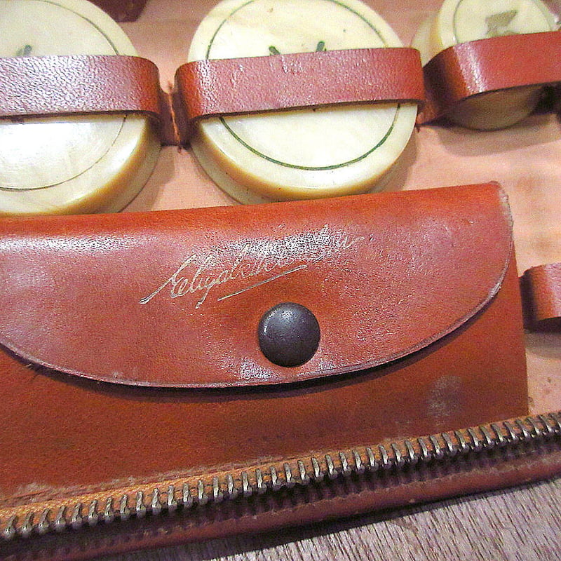 ビンテージ40's○レザーメイクポーチ茶○220610s8-bag-pch 1940s ビンテージ40's○レザーメイクポーチ茶○220610s8-bag-pch 1940s