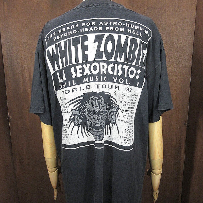 ビンテージ90's○WHITE ZOMBIE 1992年ワールドツアーTシャツ黒○230726...