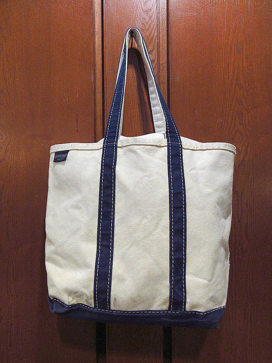 ビンテージ90's○LAND'S ENDジッパー付きキャンバストートバッグ紺