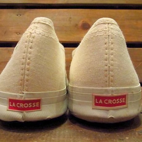 ビンテージ70's●DEADSTOCK LA CROSSE キャンバススリッポン白 Size 2 1/2●odst 1970sデッドストックキッズ子供靴スニーカー