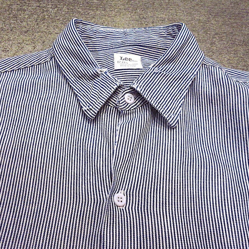 【60s】USA製 Lee ヒッコリーストライプ シャツ ビンテージ70's○Leeヒッコリーストライプ半袖シャツsize 17-17 1/2