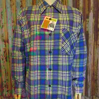 ビンテージ70's●DEADSTOCK Searsチェックプリントネルシャツsize S●250407j4-m-lssh-nlシアーズ古着1970sデッドストック