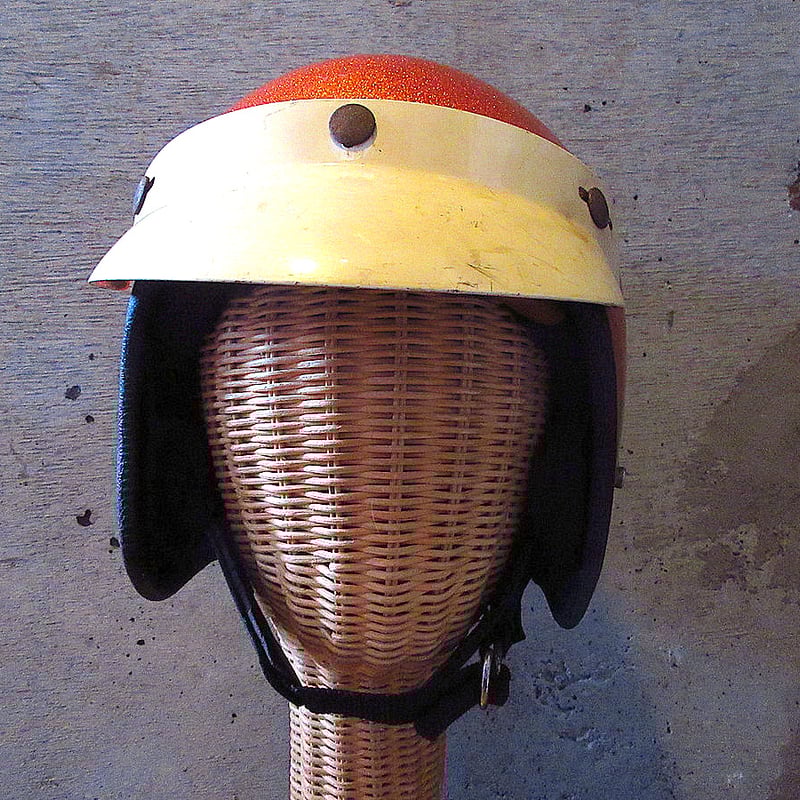 防弾バイザー　実物 ビンテージ70's○バイザー付きジェットヘルメットメタリックオレンジ