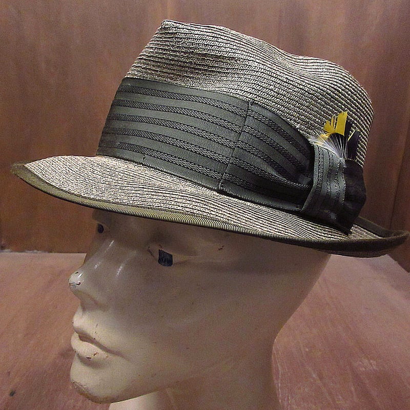 ビンテージ60's○PENNEY'S MARATHONストローハット緑size 7○22080