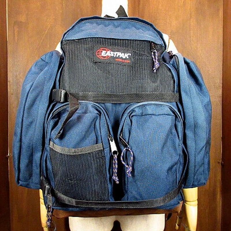 MADE IN U.S.A. EASTPAK ボトムレザーバックパック紺○201021n4-b