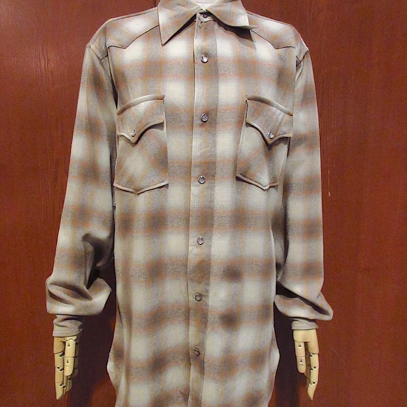 ビンテージ70's○PENDLETONシャドーチェックウールウエスタンシャツ