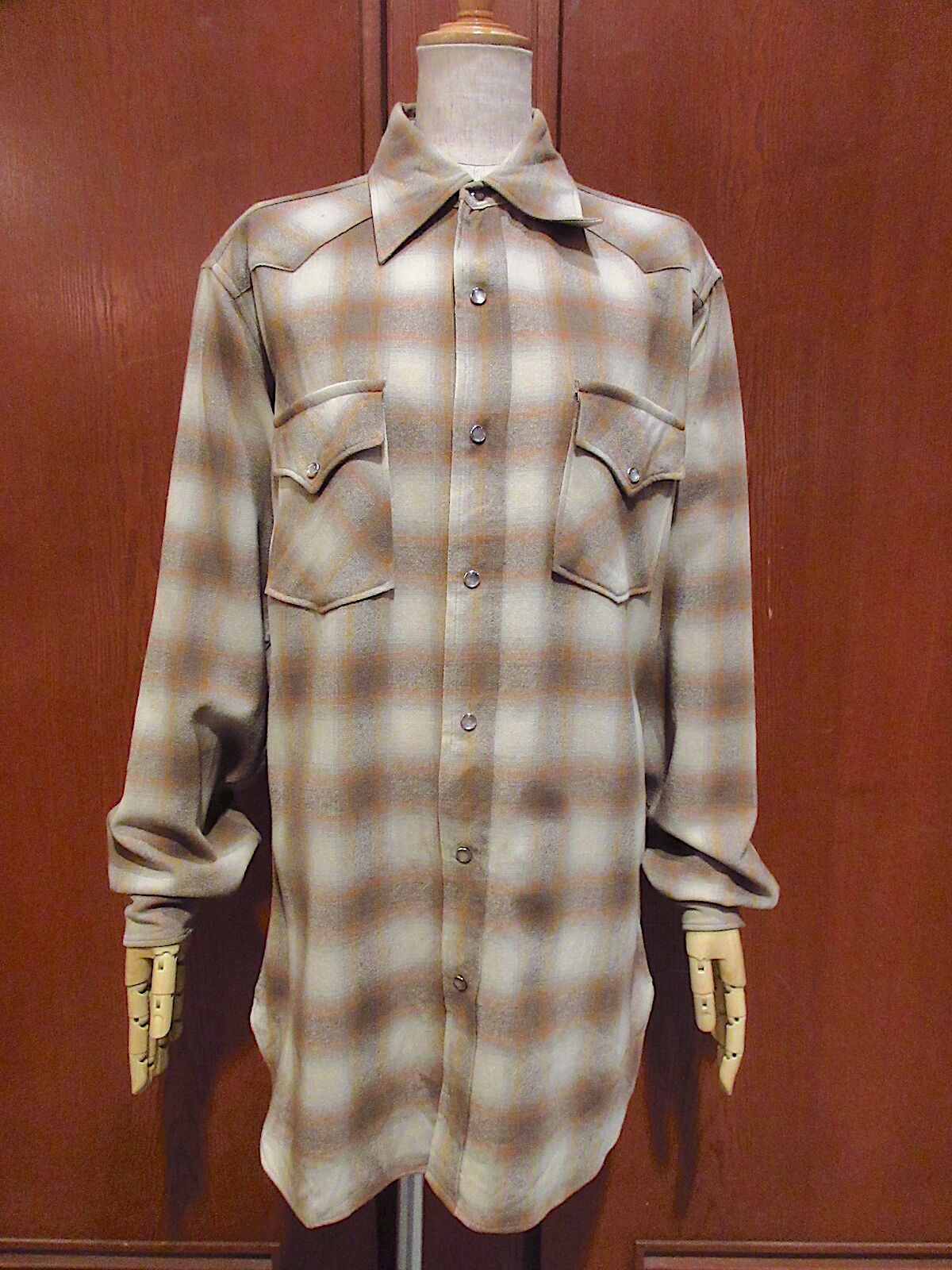 ビンテージ70's○PENDLETONシャドーチェックウールウエスタンシャツ