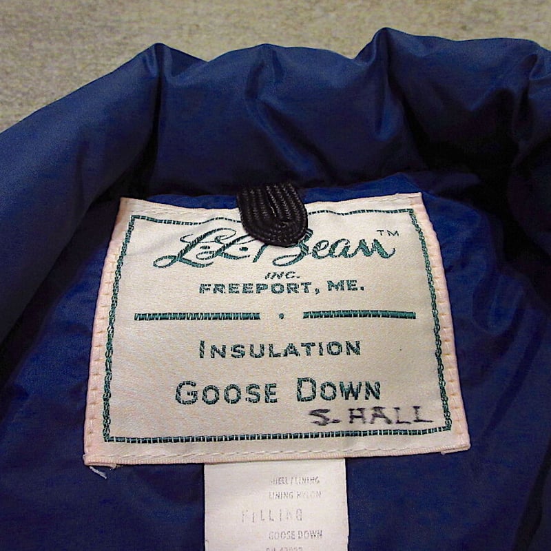 ビンテージ70's○L.L.Bean筆記体タグレディースダウンベスト青size L
