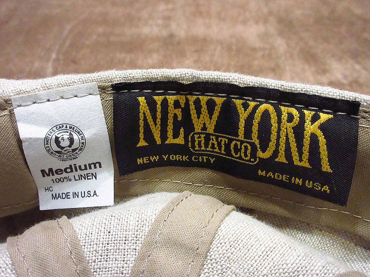 NEWYORKHAT USA製 ベージュ レザー 8パネルキャスケット NEWYORKHAT USA製 ベージュ レザー 8パネルキャスケット