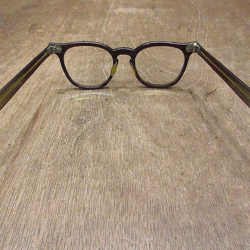 ビンテージ50's60's○ウッド調ウェリントン眼鏡茶○230702i4
