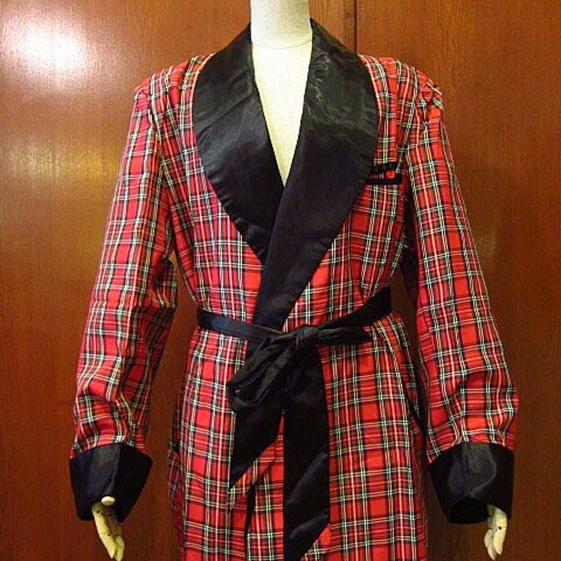 ビンテージ50's60's○FRANK&MEYERチェック柄スモーキングジャケットM