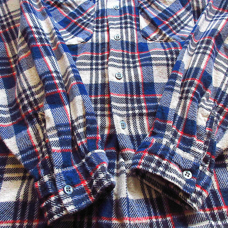 ビンテージ70's○Envoyチェックプリントネルシャツsize XL○240119k3-m-