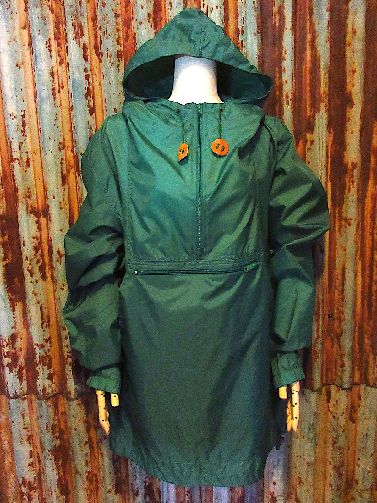【美品】ナイロンフードジャケット Ｌサイズ グリーン ビンテージ90's○EMSフード付きナイロンジャケット緑size L