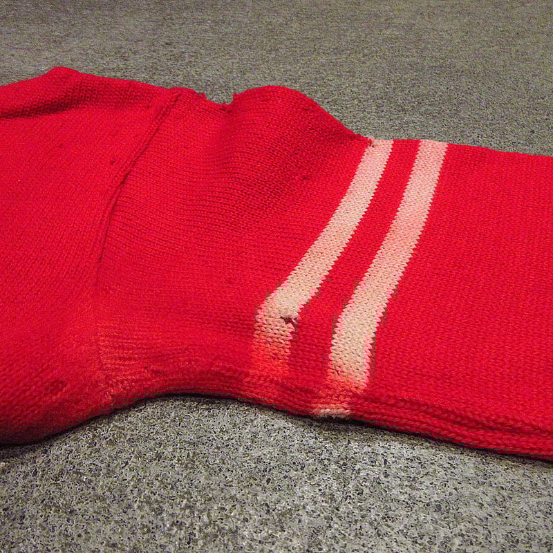 ビンテージ40's○IMPERIALライン入りボートネックウールセーター赤size