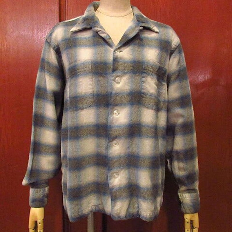 希少ビッグサイズ60s lanerossi オンブレチェックシャツ開襟