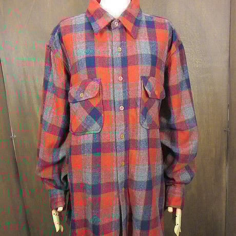 60s acrywool ヴィンテージウールシャツ ブラック×レッド