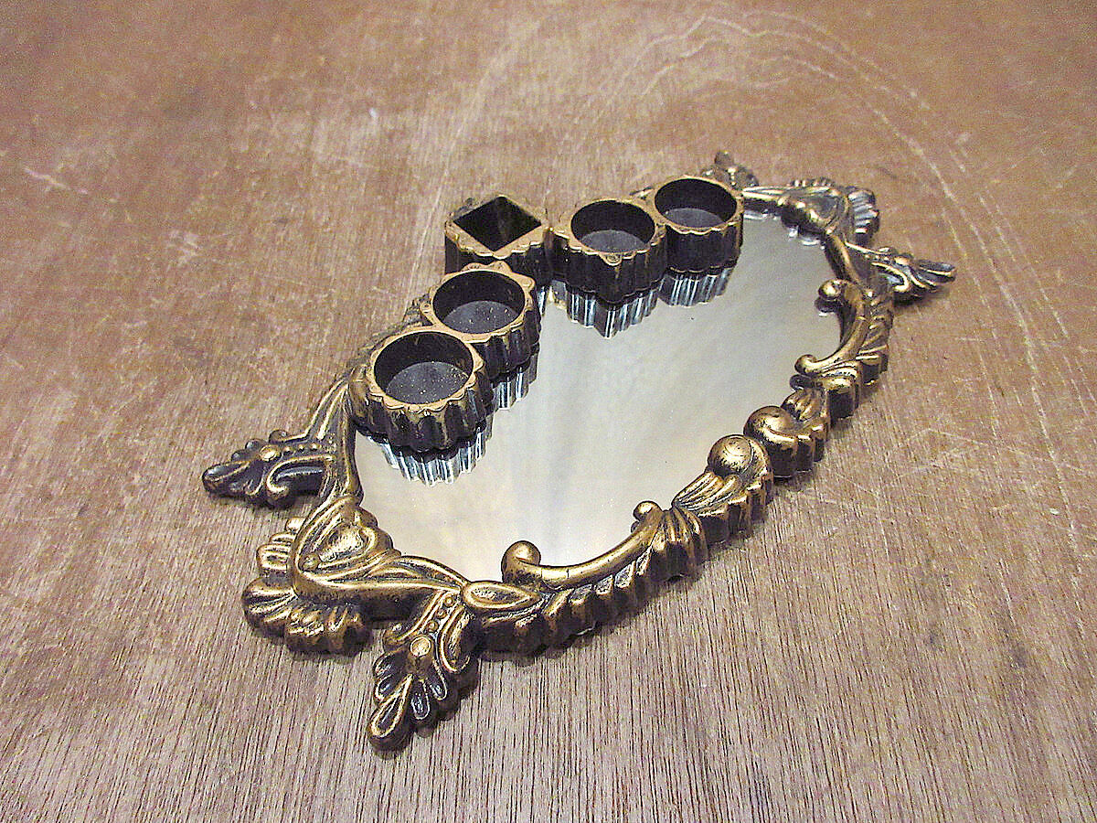 ビンテージ○リップホルダー付きプラスチックミラースタンド○231012j6