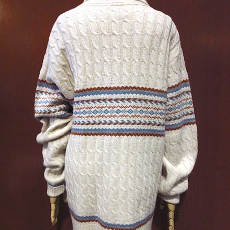 ビンテージ70’s●ケーブル編みショールカラーカーディガンsize XL●231106m5-m-cowニットトップスメンズ古着