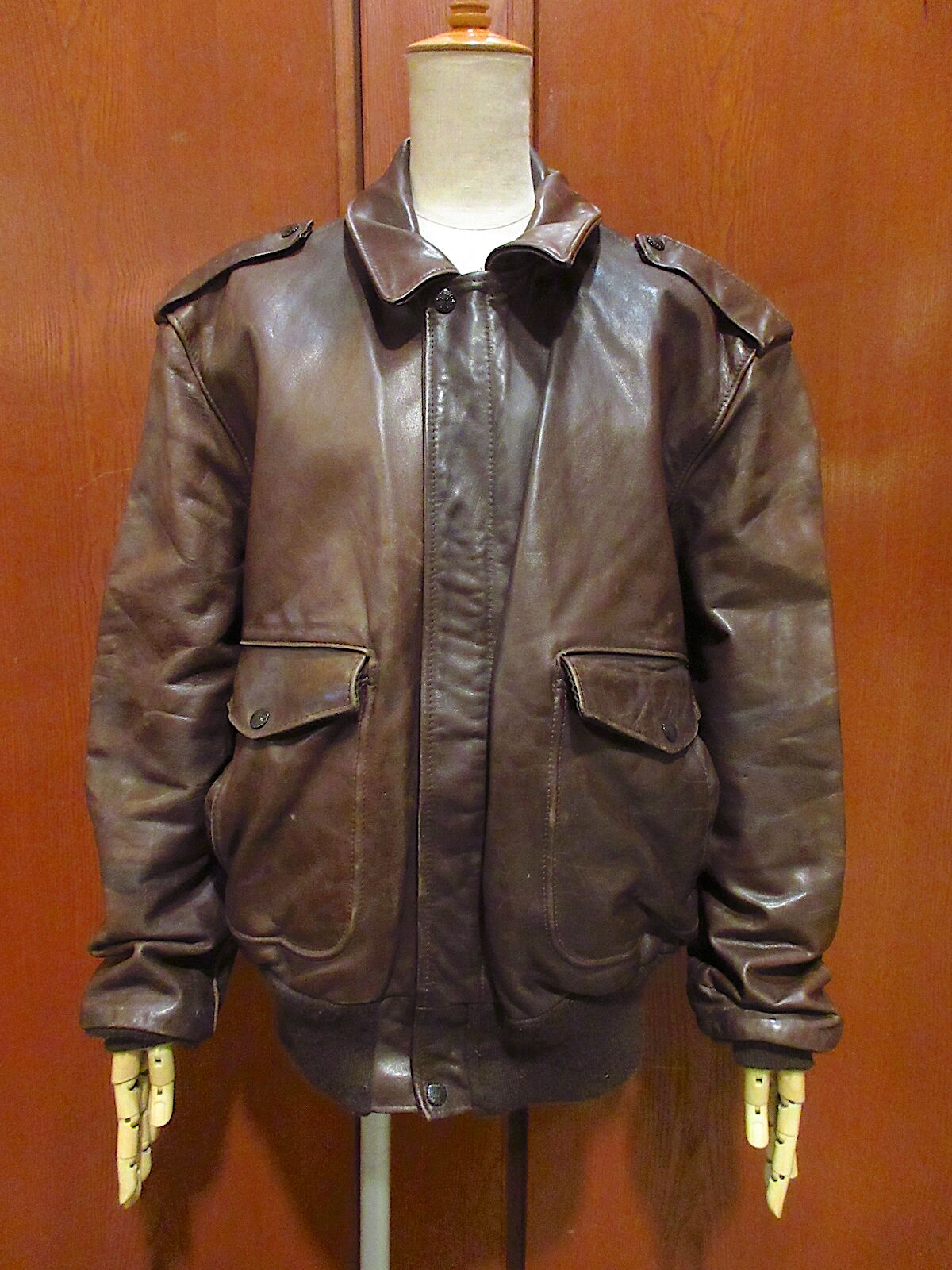ビンテージ80's90's○Schott A-2タイプレザージャケット茶○211219r4-m...