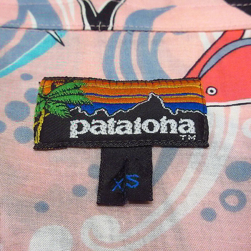 ビンテージ80's○Pataloha魚柄ハワイアンシャツピンクXS