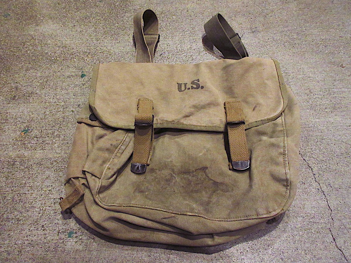 ビンテージ 40s ミリタリー 軍物 WW2 バッグ ステンシル コンマー ビンテージ40's○U.S.ARMYステンシル入りミュゼットバッグ○240103m3