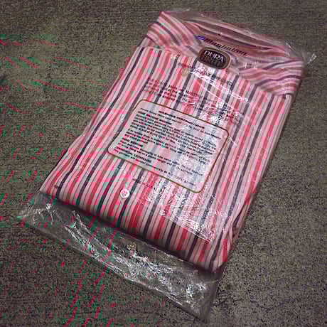 ビンテージ70's●DEADSTOCK Manhattanストライプドレスシャツsize 16●230801c5-m-lssh-drs 1970sデッドストックワイシャツメンズ