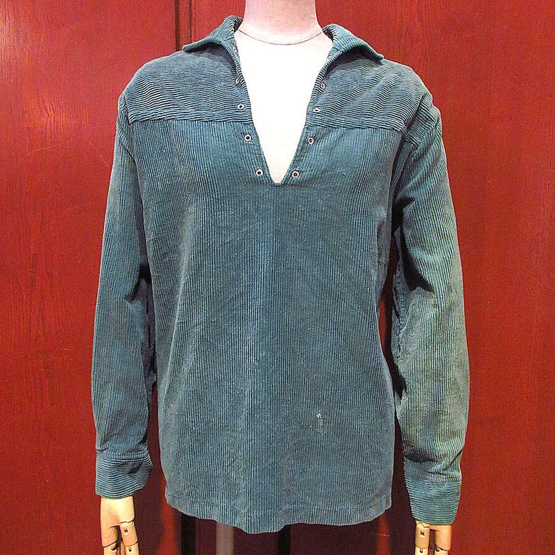 ビンテージ60's○BRENTコーデュロイプルオーバー長袖シャツ緑size 36