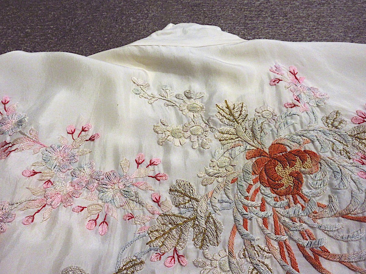 花柄刺繍 シルク 羽織 フリーサイズ（西陣刺繍九寸名古屋帯 