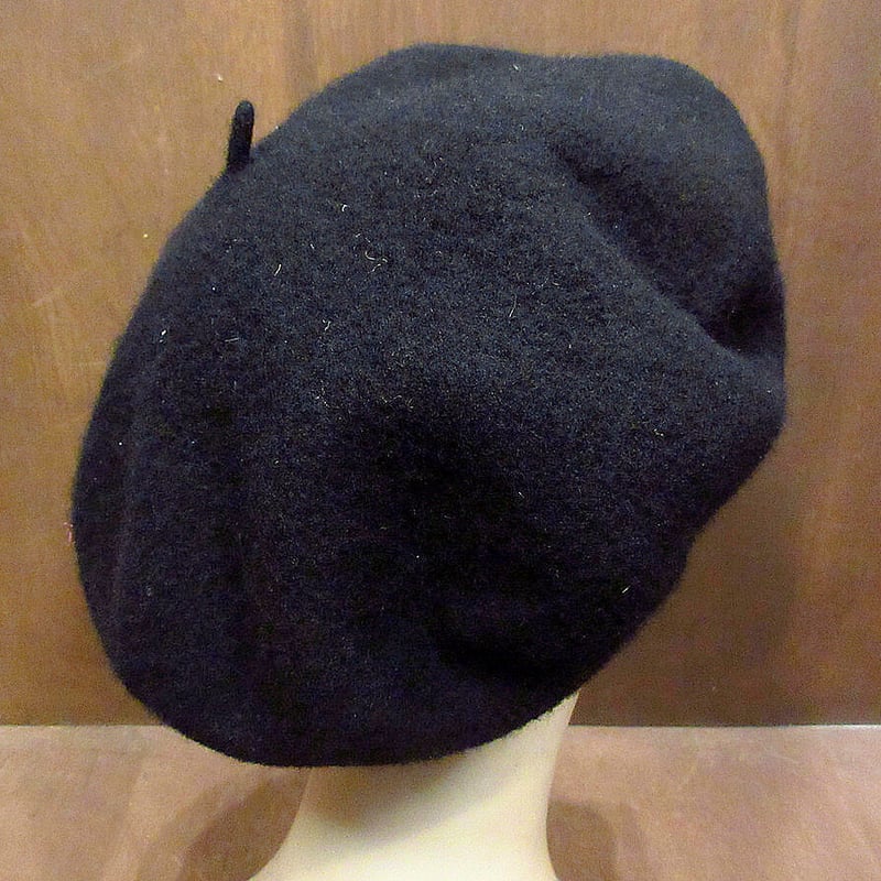 ビンテージ○ウールベレー帽 黒○221113j2-m-cp-ber無地メンズ