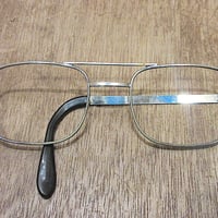 ビンテージ60’s●UNIVERSALダブルブリッジスクエア眼鏡シルバー●250409z7-eyglsユニバーサルメガネアイウェア