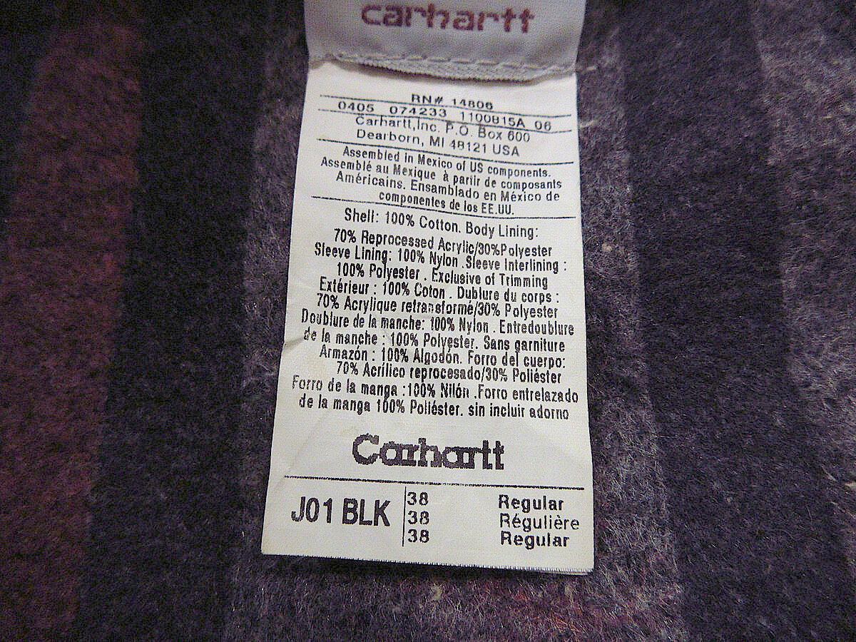Carhartt裏地ブランケットデトロイトジャケット黒size 38