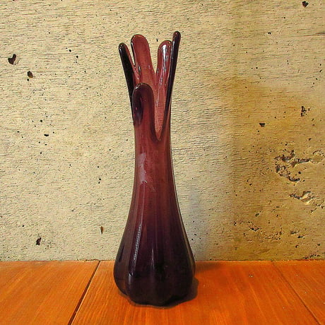 ビンテージ60’s70’s●ガラスフラワーベース紫●230523k8-otclct 1960s1970sインテリアディスプレイ雑貨パープル花瓶