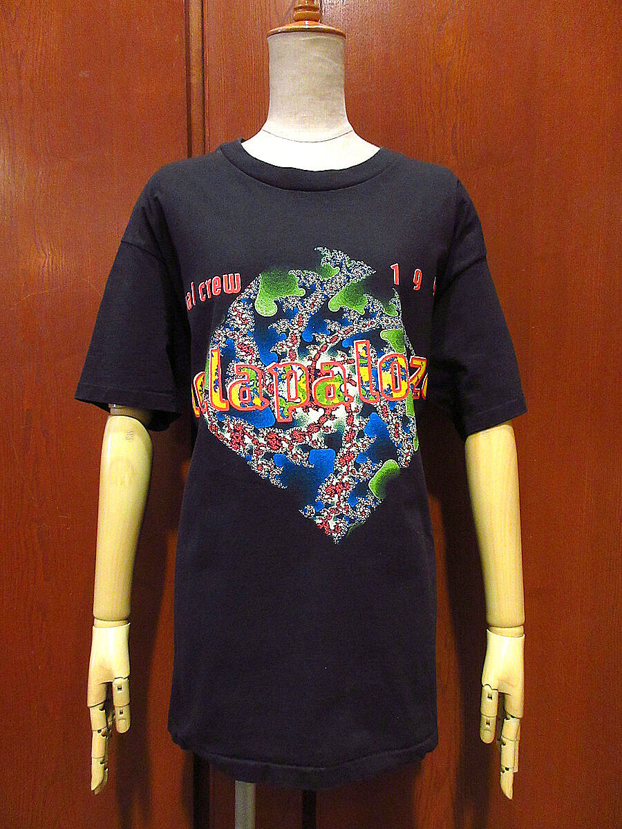 ビンテージ90’s●Lollapalooza local crewフェスTシャツ黒●211026s6-m-tsh-bn  1990sロラパルーザ古着メンズコットンロックフェスティバル