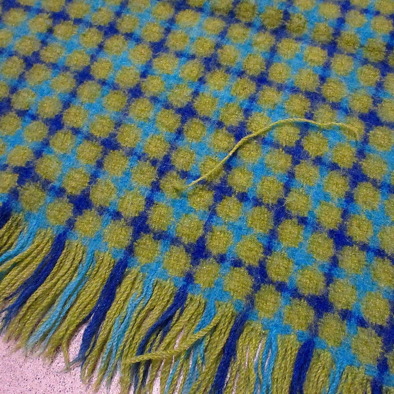 ビンテージ50's○PENDLETON チェックウールブランケット緑 124cm×113cm