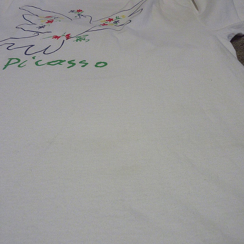 ビンテージ90's○PICASSO「花とハト」アートプリントTシャツ