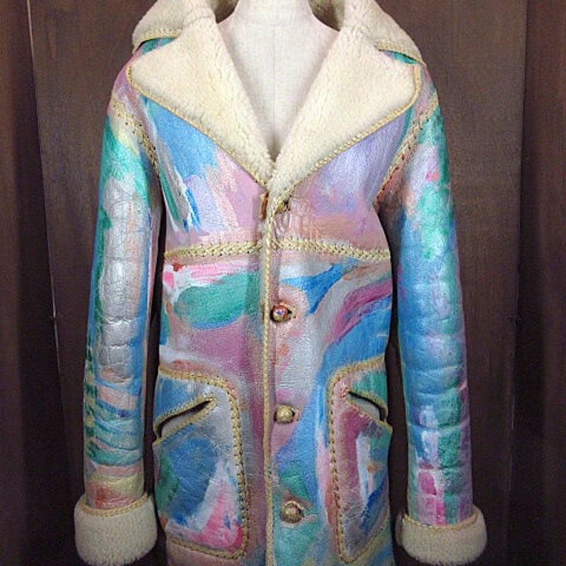 ビンテージ70's○North Beach Leatherハンドペイントムートン ビンテージ70's○North Beach Leatherハンドペイントムートン