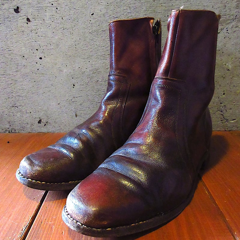 ビンテージ70's80's○FLORSHEIMサイドジップブーツ茶size 9 E○25093