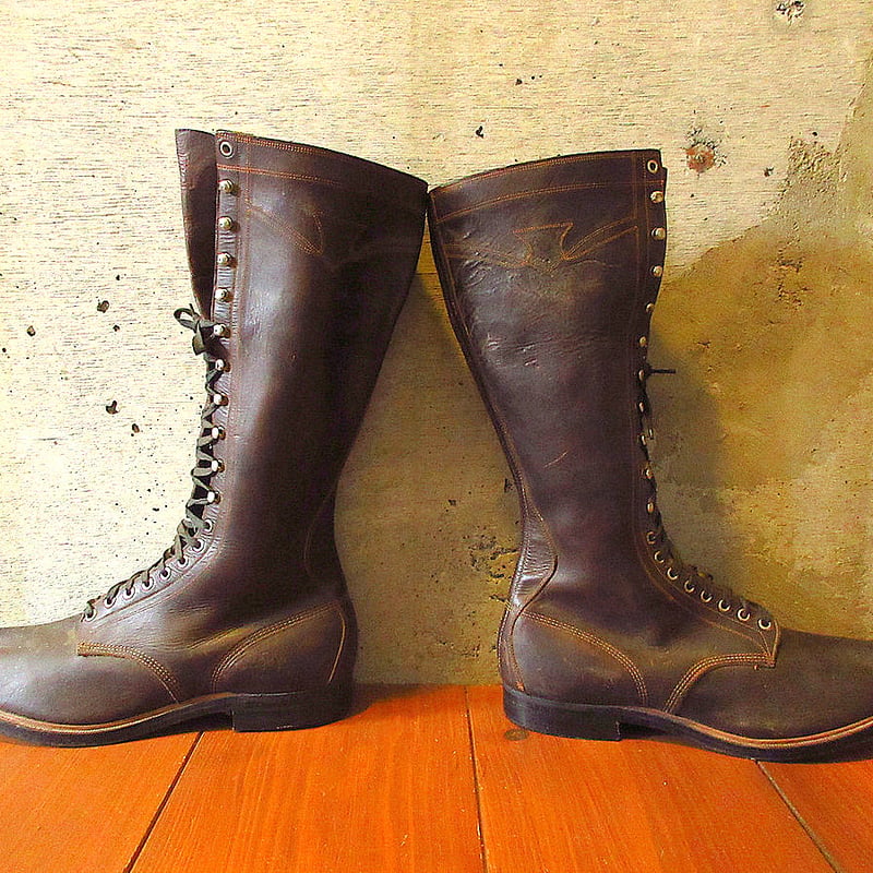 ビンテージ40's○DEADSTOCK？STAR BRANDレースアップワークブーツ茶size