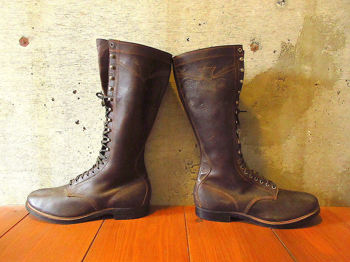 ビンテージ40's○DEADSTOCK？STAR BRANDレースアップワークブーツ茶size