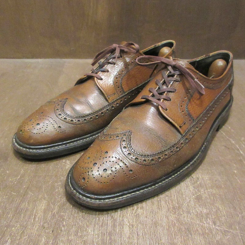 ビンテージ70's○ウイングチップシューズ茶○230905j1-m-dshs ビンテージ70's○ウイングチップシューズ茶○230905j1-m-dshs