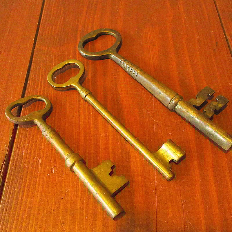 ビンテージ○ブラス鍵3点セット○240711k4-otclct 真鍮カギキー