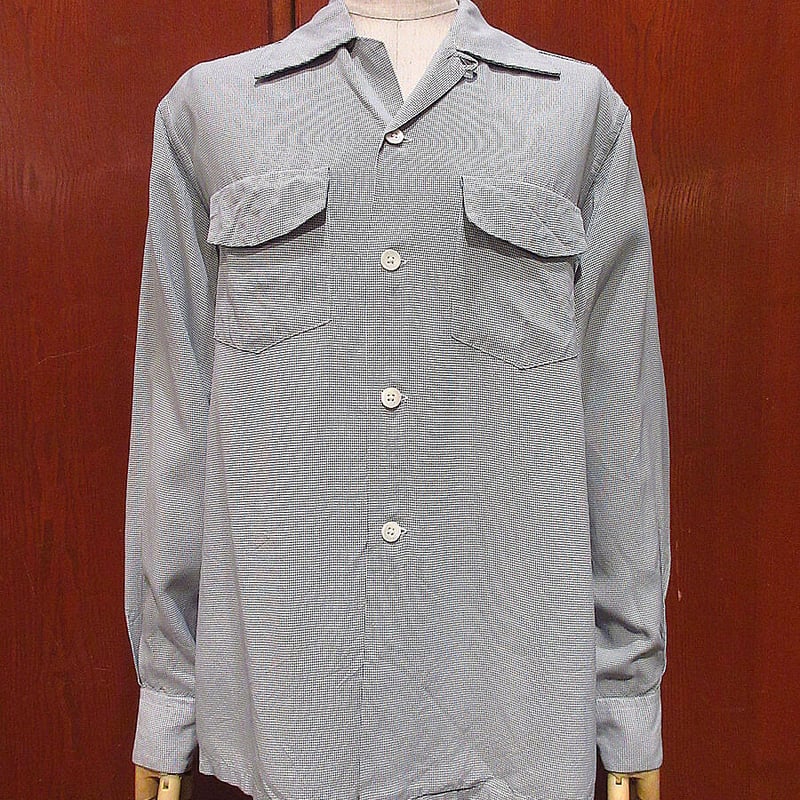 ビンテージ50's○MARK TWAIN千鳥格子レーヨンループカラーシャツsize S
